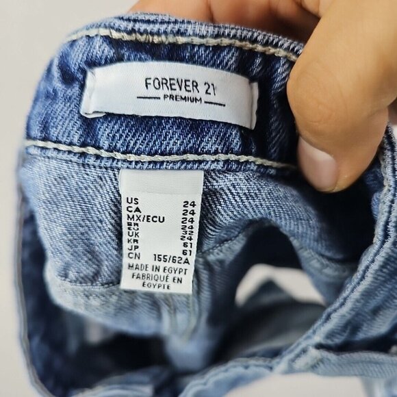 FOREVER 21 Mini Shorts Womens Size 24 Blue Button Fly Cheeky Daisy Dukes Cowgirl - Picture 9 of 11